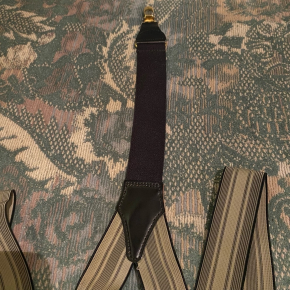 Men's Unbranded Suspenders One Size Grey Leather Made in Canada German Gold Tone - Picture 7 of 9